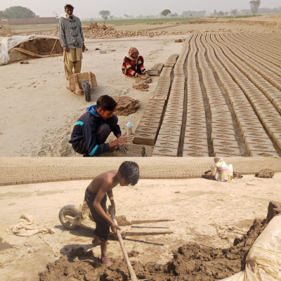 Poor family children working